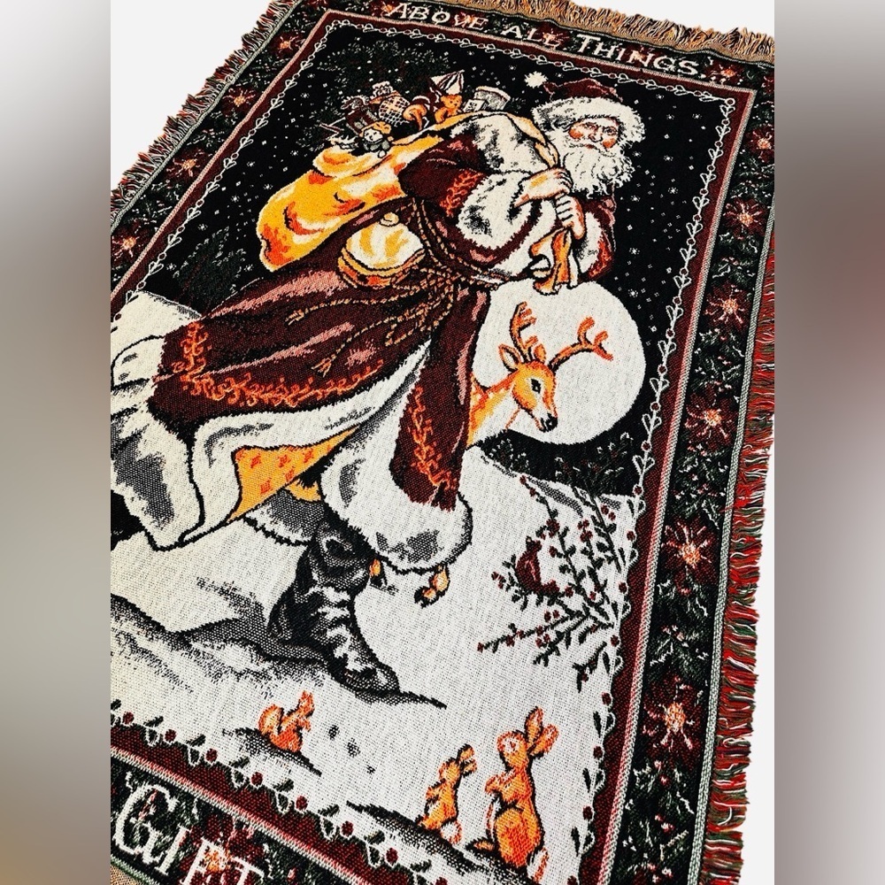 Vintage Beacon Christmas Santa Claus Tapestry Throw Blanket Holiday Decor - Picture 4 of 7